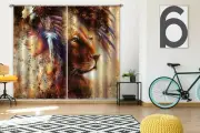 3D Feather Girl And Lion Art NAO028 Photo Curtain Printing Fabric Window Fay