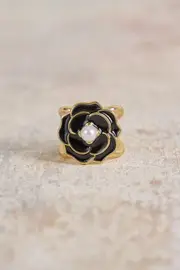 Noir Rose Scarf Ring