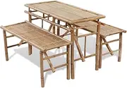 Beer Table with 2 Benches 100 cm Bamboo, Garden Furniture Sets