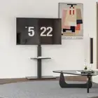 Flexible Swivel TV Floor Stand Height Adjustable Monitor Holder w/HD Cable&Shelf