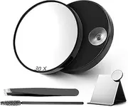 30X Magnifying Mirror, 3.4 Inch Magnifying Makeup Mirror, Travel Magnifying Mirror for Eyes Makeup, Eyebrow Tweezing, Shaving (Black)