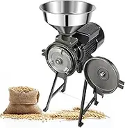 Electric Grain Mill Dry Grinder Corn Grinder, 1500W Corn Grinder Mill with Funnel, 50（kg/h） Wet and Dry Powder Machine for Spices Seeds Herb Rice Corn