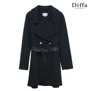 【Diffa】喀什米爾羊毛觸感翻領長大衣3868-1454