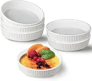 Ramekins 8 oz - Oven Safe Shallow Ramekins for Creme Brulee Dishes- Ceramic Souffle Dishes Quiche Dish Mini Tart Pans for Individual Serving,White Puddings Cups Small Pie Pan Sauce Ramekins Set of 6