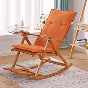 Indoor Outdoor Rocking Chair Cushions, High Back Chair Cushion Seat Pad Replacement, Folding Rocking Chair Pad Patio Cushions with Ties for Adirondack Chair(Orange)