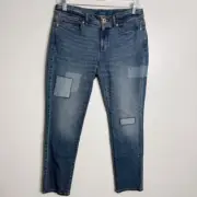 NWT J. Jill Denim Authentic Fit Slim Ankle In Blue Wash Patchwork Size 2