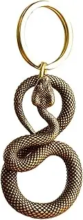 [Generic] Snake Key Chain - Snake Shape Keychain | Snake Charm Keyring | Handmade Snake Keyring | Animal Brass Keychain | Brass Animal Statue Key Ring For Car Key, Bag Accessories Pendant Tools