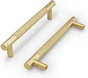 COTYKILEY 10 Pack 3.75 Inch(96mm) Brushed Brass Cabinet Handles Gold Knurled Kitchen Cabinet Pulls Cabinet Door Handles Kitchen Cabinet Hardware Cupboard Drawer Pulls Dresser Handles