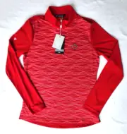Women's Levelwear Red Quarter Zip Long Sleeve Pullover New Sz S/P