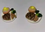 Dollhouse Steak Dinner Plates Baked Potato Broccoli