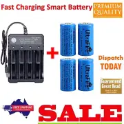 4x TR 16340 Battery + 4SLOT Charger Rechargeable 2500mAh 3.7V Li-ion RCR123A