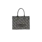 Balmain B-Army Monogram Jacquard and Leather Tote Bag Black