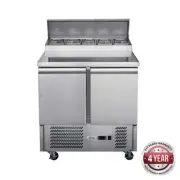 2 Door Workbench Fridge Takes 5 x 1/6 GN Pans Stainless Top NO PANS INCLUDED