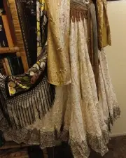 WHITE MAHARANI ATS AMAZING BLOCK PRINT GYPSY SKIRT 25 YDS ~36"