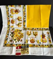 Parisian Prints All Cotton Country Sampler Square Tablecloth 51" x 51" New VTG