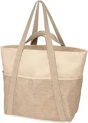 [ESOMAVRIX] Beach Bags for Women Waterproof ＆ Sandproof Beach Tote Bag Large Beach Bag with Pockets 50lbs Heavy Loading Pool Bag with Zipper Machine Washable Family Beach Bag Beach Bags/3205