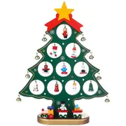 Toy Wooden Christmas Tree Mini Tabletop Christmas Tree Ornaments for Xmas Home Decor -Green