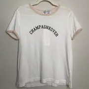 NWT WILDFOX Small Champangeover Short Sleeve White Ringer Tee