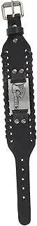 [HONMEET] Viking Style Wide Woven Bracelet Men's Leather Weave Wristband Fashion Jewelry for Halloween or Everyday