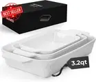 Casserole Dish Set of 3 Ceramic Rectangular Bakeware Oven Safe Palmanova