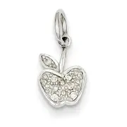14k White Gold Diamond Apple Charm