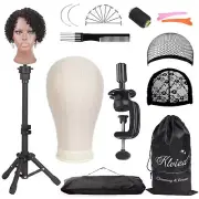 Wig Mannequin Stand with Head for Desktop, Dual-use 22 Inch Canvas Wig Head D...