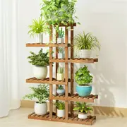 Fin 6 Tier Strong Flower Plant Pot Shelf Stand Display Garden Rack Step Style Wooden