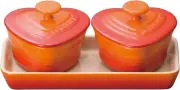 Le Creuset Miniature Ramekin D'Amour 2 set Heart Tray Orange From Japan New