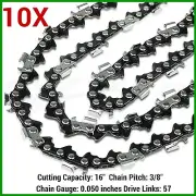 10xChainsaw Chains 3/8LP 57DL for Gardenline GCS2000 GPCS46Z And Aldi Gardenline