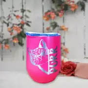 Wine Tumbler 12 oz Cat Purr Magenta Color Cat Lovers Gift