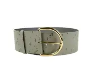 BALENCIAGA Oversized Linoleum Leather Wide Waist Belt in Gris Clair Size 75