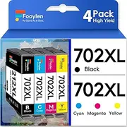 Fooylen 702XL 702 Ink Cartridges 4-Pack Compatible with Epson 702XL Ink Cartridges for Epson Workforce Pro WF-3720 WF-3725 WF-3730 Printer (1BK,1C,1M,1Y)
