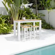 Balmoral 4 Seater Teak Top and Aluminium Patio Bar Setting - Outdoor Aluminium Chairs
