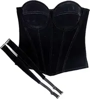 [NAVYN] Black Bustiers & Corsets Tops For Women Fashion Boned Velvet Corset Shapewear Lingerie Party Club Top Removable(Black,85/38C)
