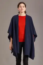 McDonald Possum Merino Womens Split Front Cape-Navy