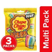 Chupa Chups Sour Bits, Assorted Mix Fruits Flavor, Soft & Chewy Candy Pack of-3