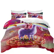 Cool Crazy Art Outer Space Cat Riding on Llama Unicorn Quilt Cover
