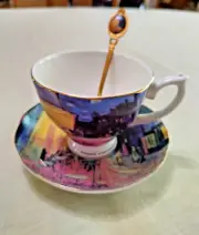 Van Gogh Cafe China cup and saucer with matching spoon