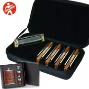 Hohner MBC Marine Band 5-Pack Harmonica Set with Case and Whiskey Flask