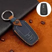 ontto for Toyota Car Key Cover Leather Key Fob Cover for Toyota CHR RAV4 Camry C-HR Corolla Prado Prius 2016 2017 2018 2019 2020 Remote Car Key Case Keyring Key Holder Protector 2 Buttons Blue