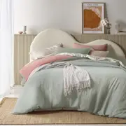 Vintage Design Homewares King Sage Green Hugo Reversible Sage/clay Cotton Gauze Quilt Cover Set