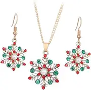 [Veemoon] 1set Christmas Snowflake Dangle Earrings Necklace Jewelry for Women Festive Xmas Jewelry Accessories for Holiday Gatherings and Celebrations