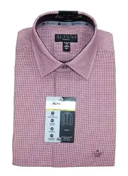 Alfani AlfaTech Diamond Geo-Print Slim Fit Button Down Mens Dress Shirt NWT Rose