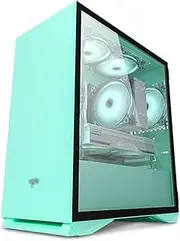 Mid-Tower Computer case ITX/M-ATX can Install 5 ARGB case Fans USB2.0-USB3.0-HD Audio, Tempered Glass Side Panel(Green)