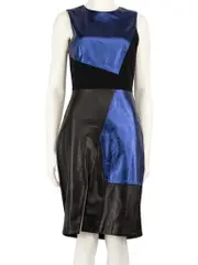 Geometric Leather Knee Length Dress
