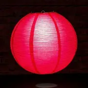 12" Red Fine Line Premium Even Ribbing Paper Lantern, Extra Sturdy