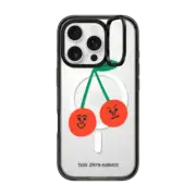 iPhone 16 Pro Impact Ring Stand Case MagSafe Compatible Cherries iPhone Case by Tess Smith-Roberts