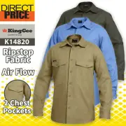 King Gee Work Shirt Ripstop Cotton WorkCool Long Sleeve K14820 5 Colours NEW