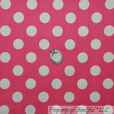 BonEful Fabric FQ Cotton Quilt VTG Pink White Polka Dot Calico Minnie Mouse Girl