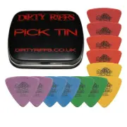 12 x Dunlop Tortex Triangle Guitar Picks / Plectrums - 2 Of Each In A Pick Tin